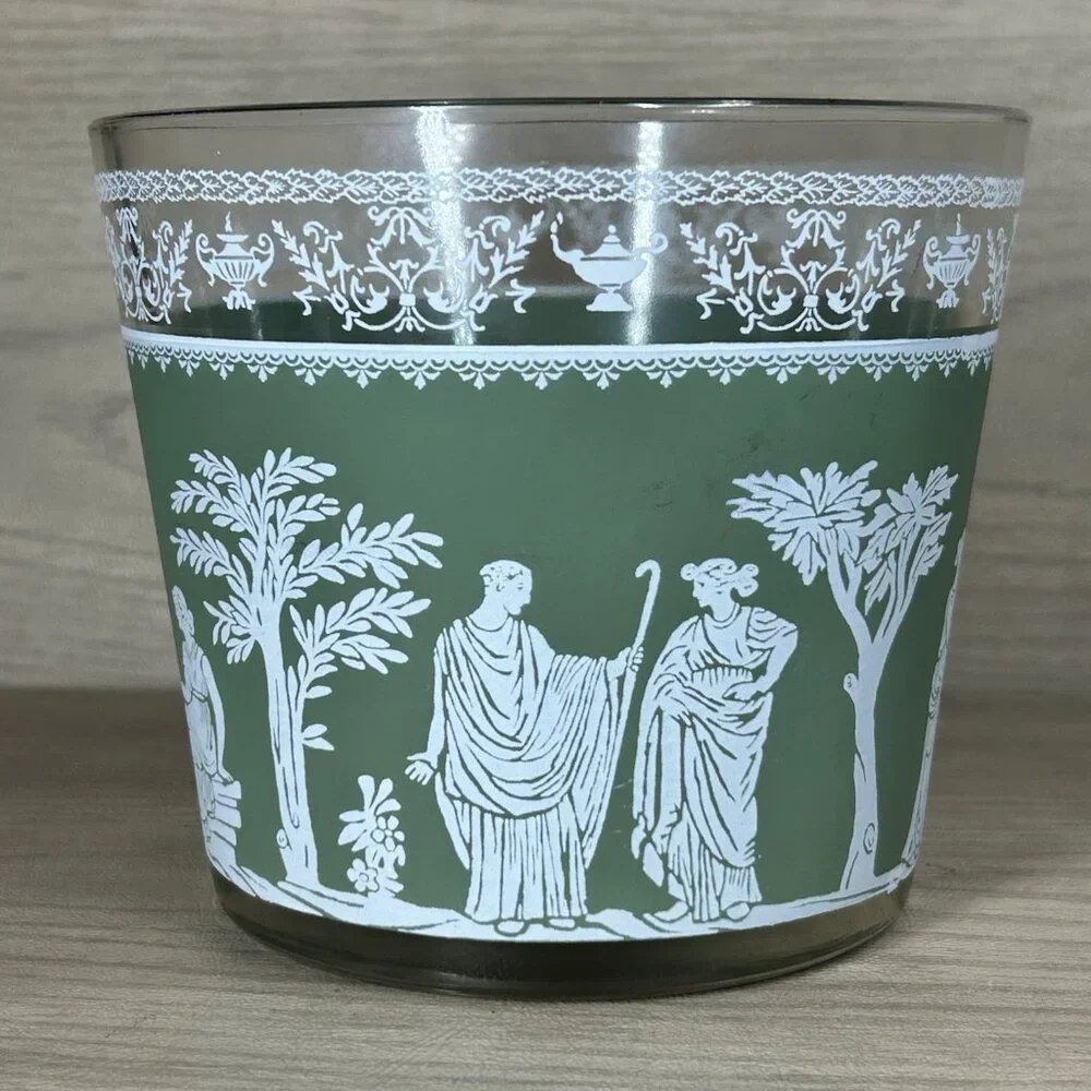 Vintage Jeanette Hellenic Green Ice Bucket Wedgwood Jasperware Style
